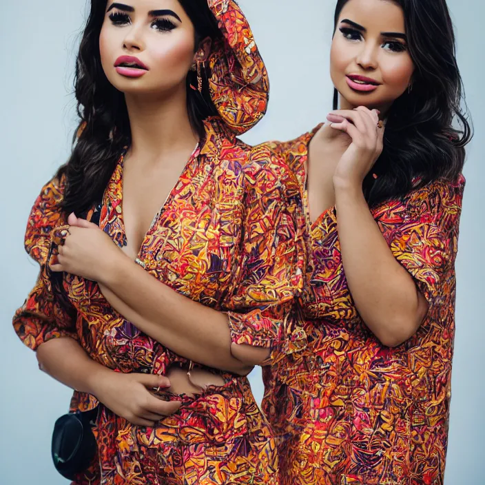 Image similar to portrait of Demi Rose in Jakarta wearing batik and kemben, by Charlotte Grimm, natural light, detailed face, CANON Eos C300, ƒ1.8, 35mm, 8K, medium-format print