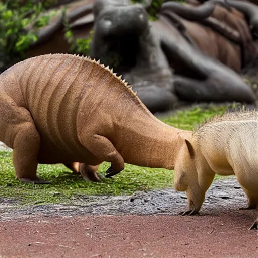 Prompt: Dinosaur as capybara