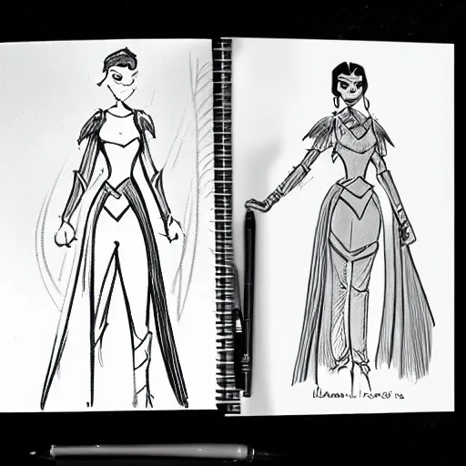 Image similar to milt kahl sketch of victoria justice as princess padme from star wars episode 3