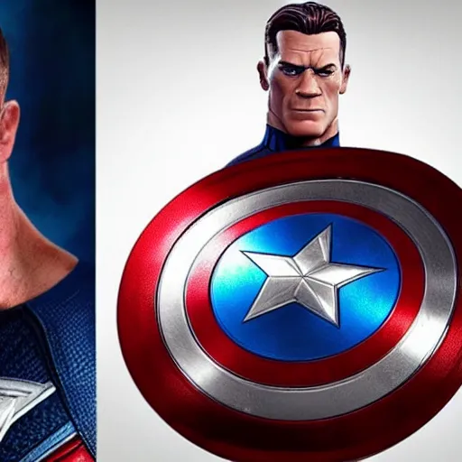 Image similar to John cena drinking a cup of coffee with captain america in marvel universe, as a Fortnite character, cinematic, detailed