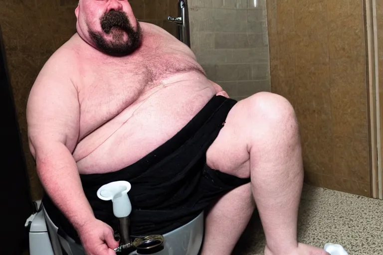 Image similar to 600 pound Dwarf smoking on the toilet