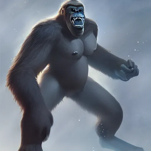 Prompt: king kong character design by disney, charlie bowater, ross tran, artgerm, and makoto shinkai, detailed, soft lighting, rendered in octane