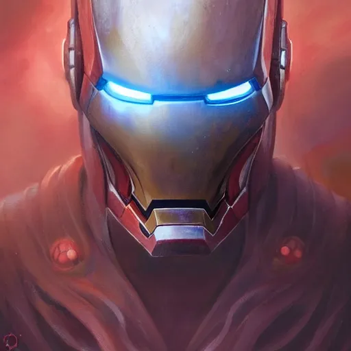 Prompt: portrait marvel iron man as a middle-earth ring wraith, art by pete mohrbacher and seb mckinnon and beksinski and josan gonzales, digital art, highly detailed, intricate, sci-fi, sharp focus, Trending on Artstation HQ, deviantart, unreal engine 5, 4K UHD image