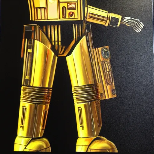 Prompt: painting of c - 3 p 0, cg society