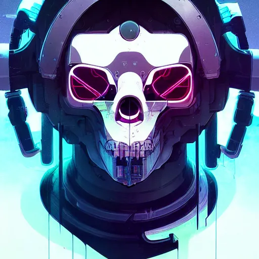 Image similar to a cyberpunk ram skull, by guweiz and wlop and ilya kuvshinov and artgerm and josan gonzalez, digital art