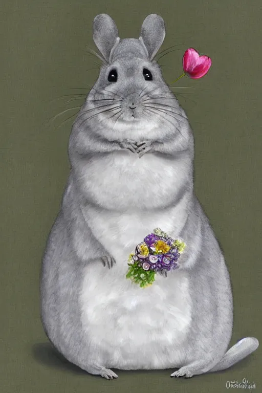 Prompt: a cute chinchilla!!!!!! in a wedding gown, a chinchilla!!! getting married, highly detailed digital painting, 4k