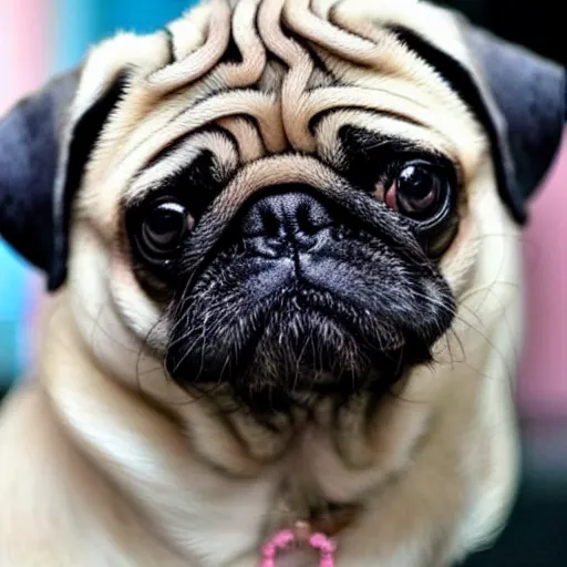 Prompt: pug wearing a wig