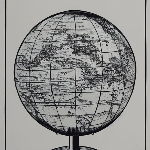 Image similar to a screenprint of a gloopy globe