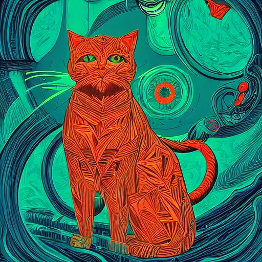 Image similar to artwork by kilian eng, awesome cat, 4 k