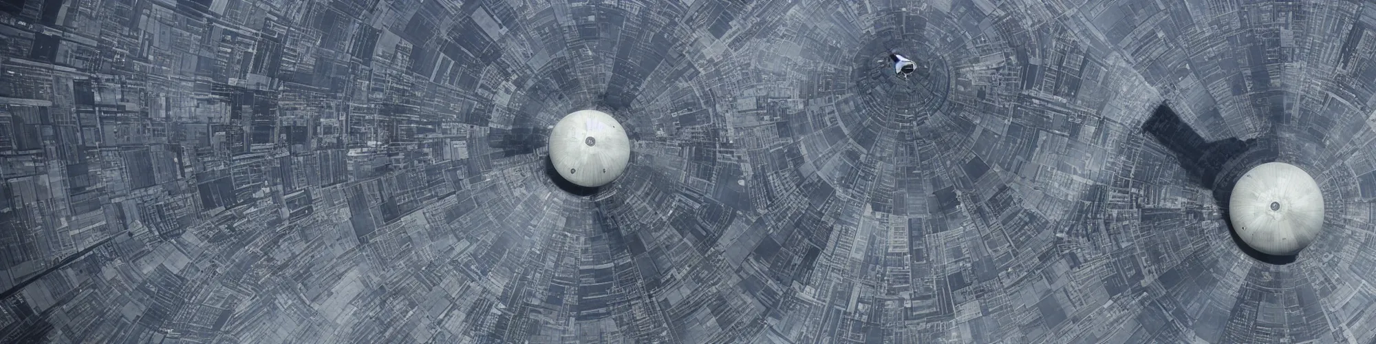 Prompt: flying over the surface of the death star