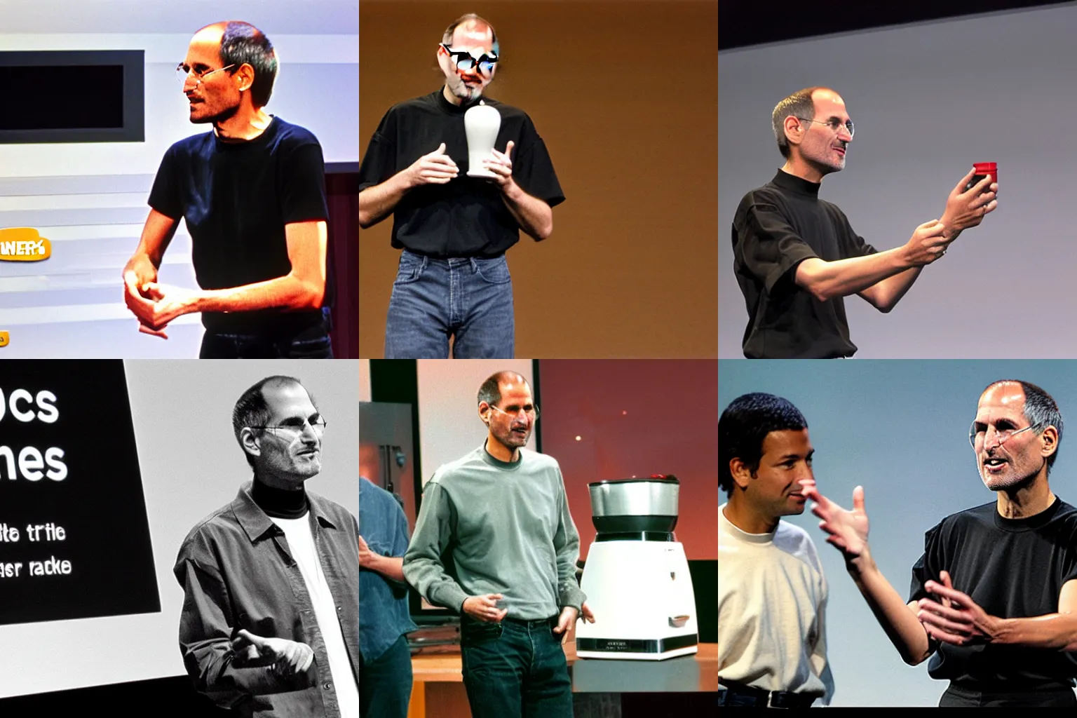 Prompt: steve jobs presenting the latest kitchen blender on stage