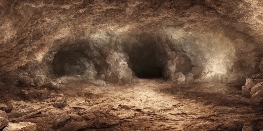 Image similar to beautiful matte painting of the inside of a cave