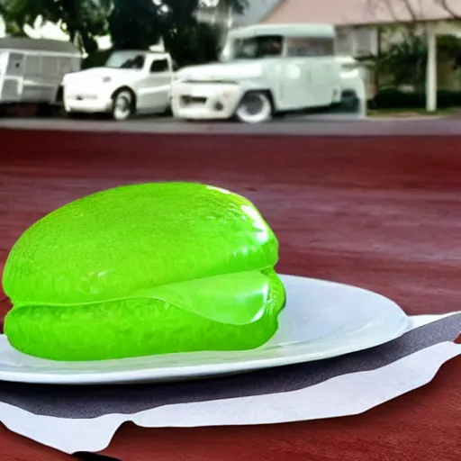 Prompt: slime burger, craigslist photo