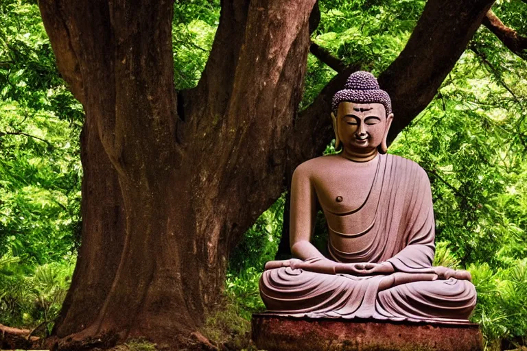 Image similar to The Buddha sitting under the tree of life