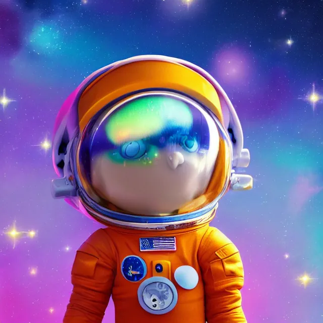 Prompt: a cute astronaut, pixar animation style, soft colors, by lisa frank, octane render, by takashi murakami, colorful, spectral color, 5 d, ultra - hd, happy, good, mini, volumetric lighting