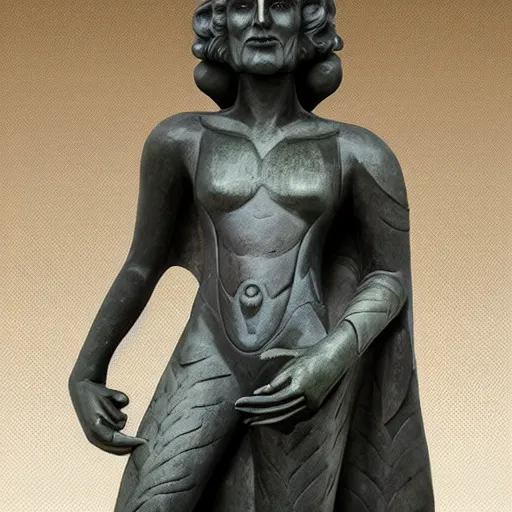 Prompt: long shot photo of a soapstone Art Deco statue Hades wearing a tunic, long pants,Cerberus on his side,sculped by Paul Landowski,Jean Dupas, Tamara de Lempicka, Reginald Marsh, Rockwell Kent, and Diego Rivera,beared,long shot,wide shot,low angle,Sigma 85 mm,very detailed,unreal-engine,city in the background