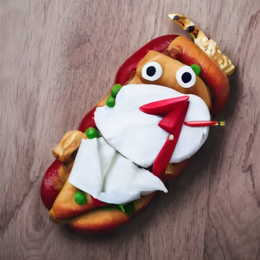 Image similar to a photo of a hotdog in the shape of snoop dog, 8 k