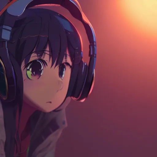 prompthunt: an anime music producer with headphones on, official art, key  visual, studio lightning, very detailed bd cover, Kimi no Na Wa,  hyperrealistic, artstation, caustics, trending on Artstation, 8K, octane  renderer, rtx