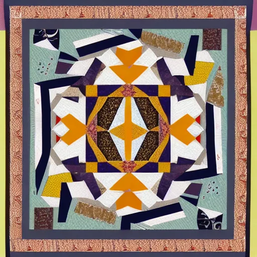 Prompt: Quilt design inspired by Haida Gwaii art , symmetrical , detailed, product photo,