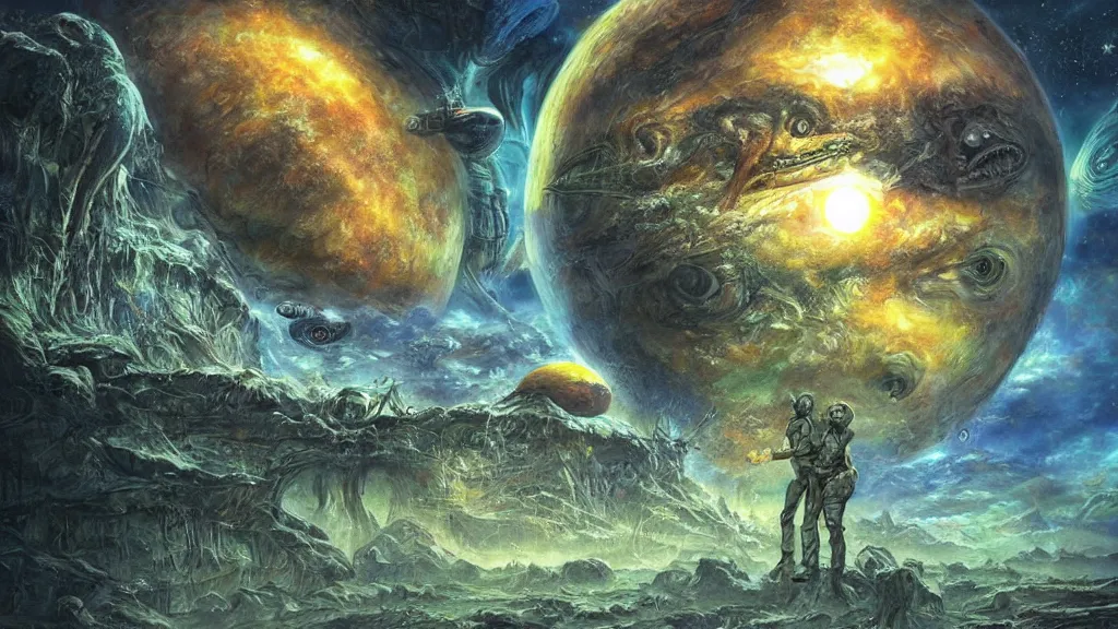 Prompt: Aliens on the planet Venus” Deep Dream, Digital art, concept art, detailed, Art station,3-D 4K, Amazing detailed background, matte painting, Frank Franzetta,