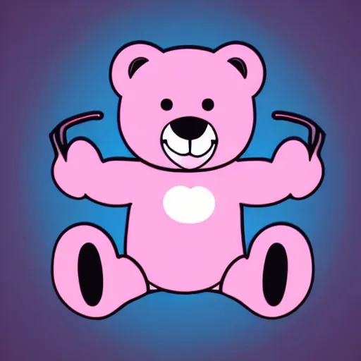 Image similar to a cute pink cuddly bear wearing headphones vector logo