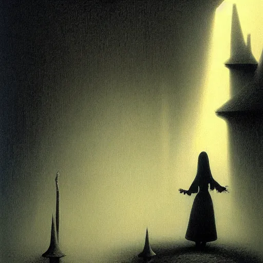 Image similar to little Witch Academia by zdzisław beksiński