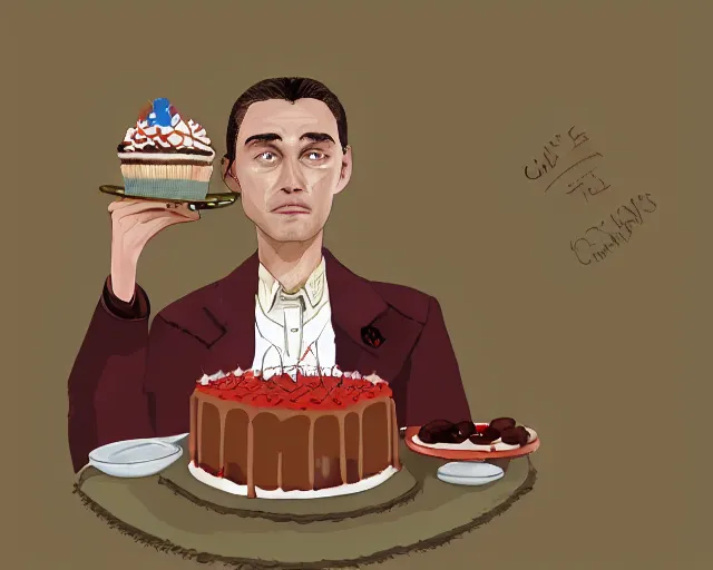 Image similar to Forrest gump eating a cake in hogwarts, digital art, highly detailed, in the style of Irina French