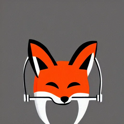 Image similar to fox in headphones, art, digital art, minimalism,