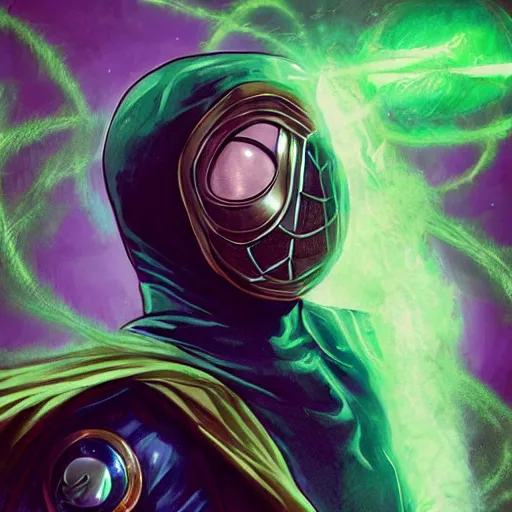Prompt: mysterio by bagshaw, tom, trending on artstation,