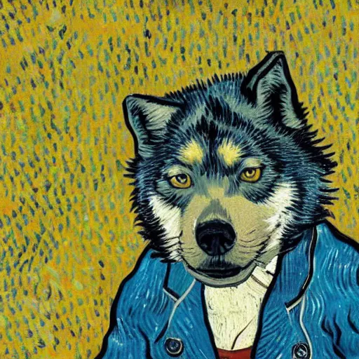 Image similar to retarded wolf, van gogh