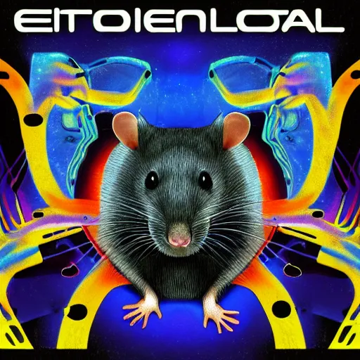 Image similar to album cover of a electronic group, rat, album cover art, album cover