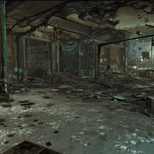 Image similar to mecca in ruins post - nuclear war in fallout 4, in game screenshot