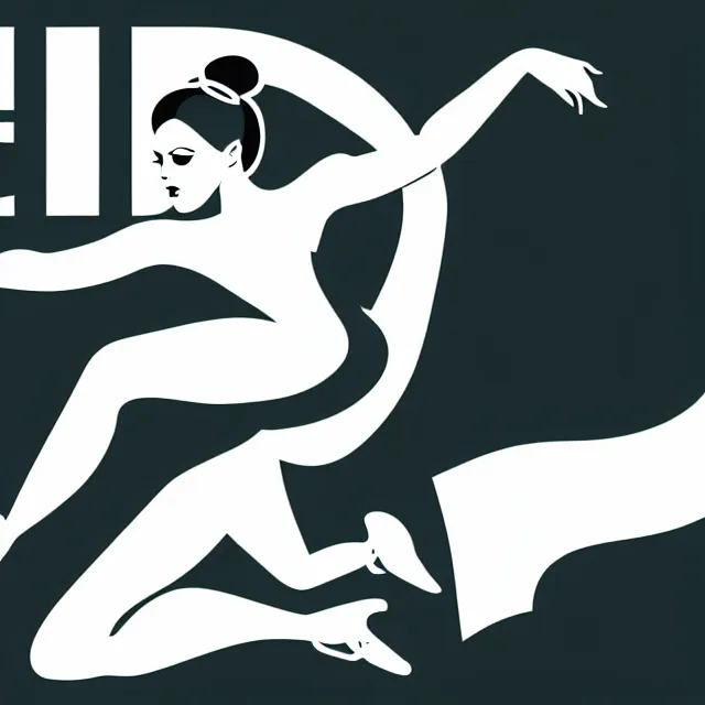 Prompt: ballerina in rushing linebacker pose vector logo, professional sports style, flat colour, SVG, professional, sharp edges