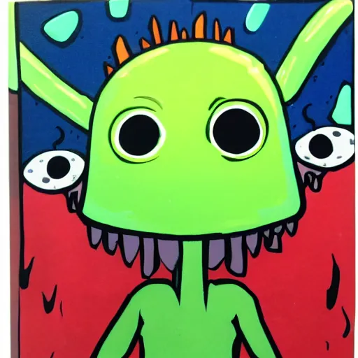 Image similar to Pop Wonder NFT - Alien Bog Friendly Monster Wearing Headphones, Art