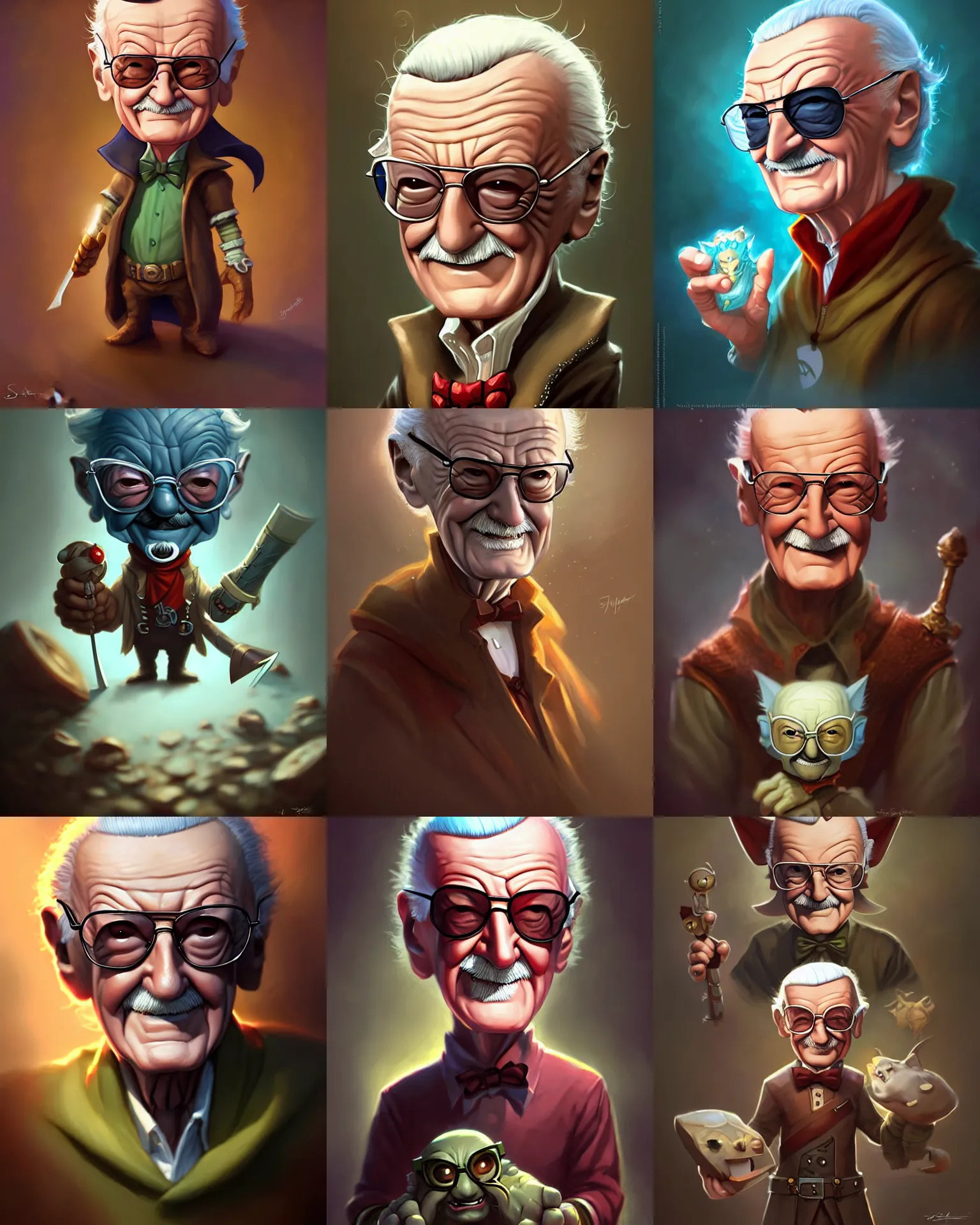 Prompt: cute little anthropomorphic stan lee cute and adorable, pretty, beautiful, dnd character art portrait, matte fantasy painting, deviantart artstation, by jason felix by steve argyle by tyler jacobson by peter mohrbacher, cinema