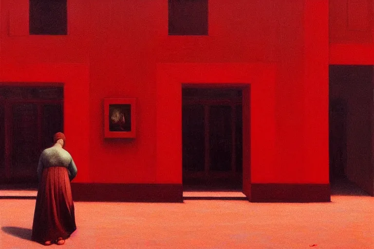 Image similar to only with red, crowd cheering a lot, an exposed picture in a city square, in the style of beksinski, parts by edward hopper, parts by rodcenko, parts by yue minjun, intricate and epic composition, red by caravaggio, insanely quality, highly detailed, masterpiece, red light, artstation, 4 k