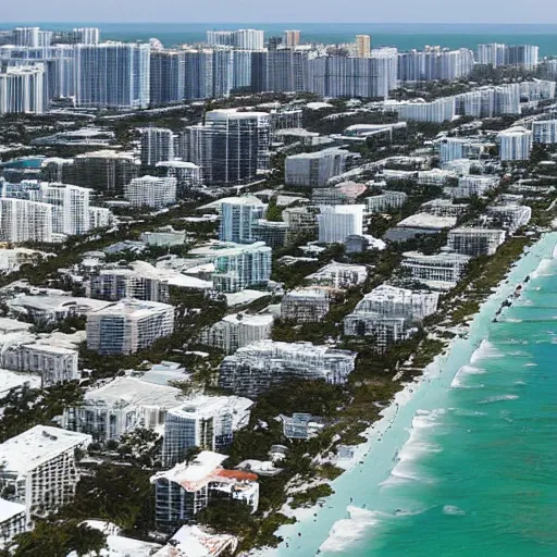 Image similar to a photograph of miami beach after 1 0 0 years of rising sea level