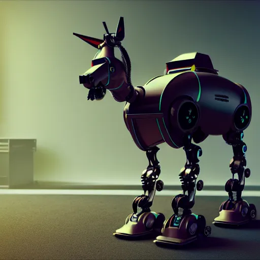 Prompt: robot mule, octane render, unreal engine, high quality, 8 k