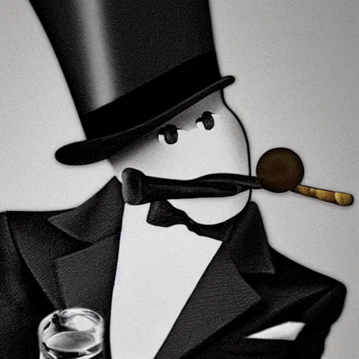 Image similar to Photo of a gecko in a top hat smoking a cigar, holding a martini