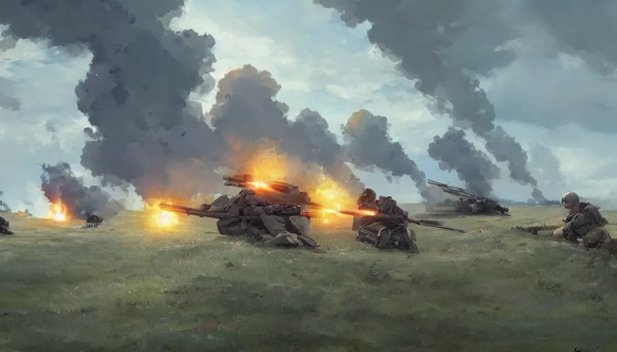 Image similar to normandy ww 2 battle, trending on pixiv fanbox, painted by greg rutkowski makoto shinkai takashi takeuchi studio ghibli