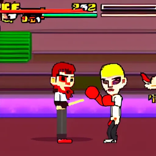 Image similar to quentin tarantino in the video game little fighters 2