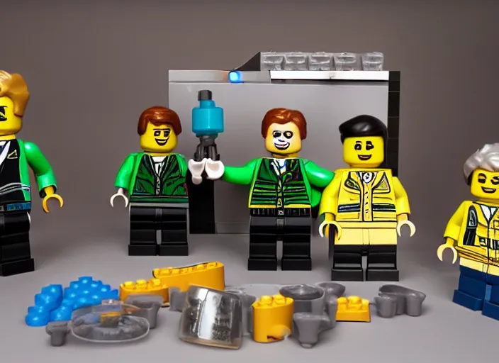 Image similar to product photo still of breaking bad video lego playset, 8 k, 1 2 0 mm macro, f 1. 8, studio lighting, key light