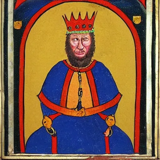 Image similar to king doland trump, medieval painting