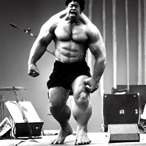 Image similar to hulk performing at woodstock