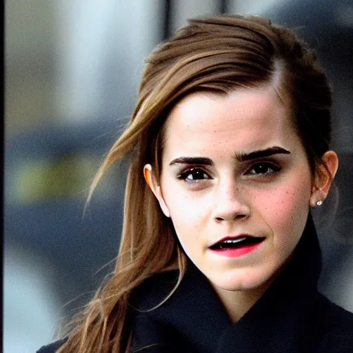 Prompt: emma watson unapologetically smirking from her car window, paparazzi photo, tabloid, perfect clear eyes, hermione granger