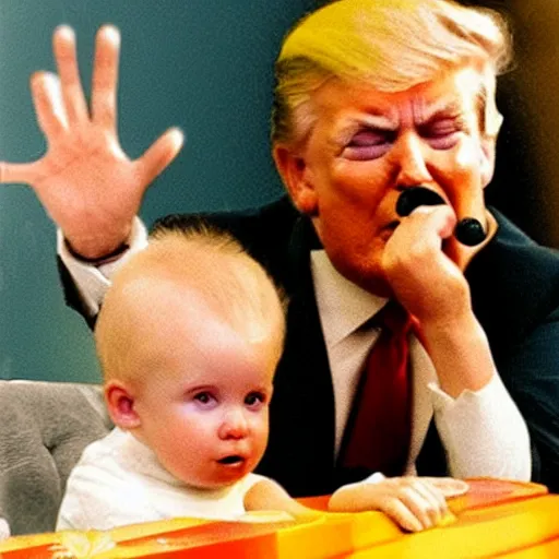 Prompt: cute baby donald trump with a pacifier