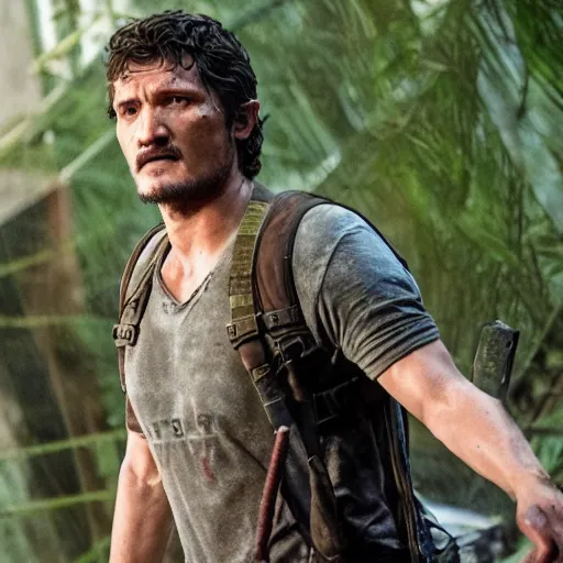 Image similar to Pedro Pascal as Joel in The Last Of Us Live action still from tv show