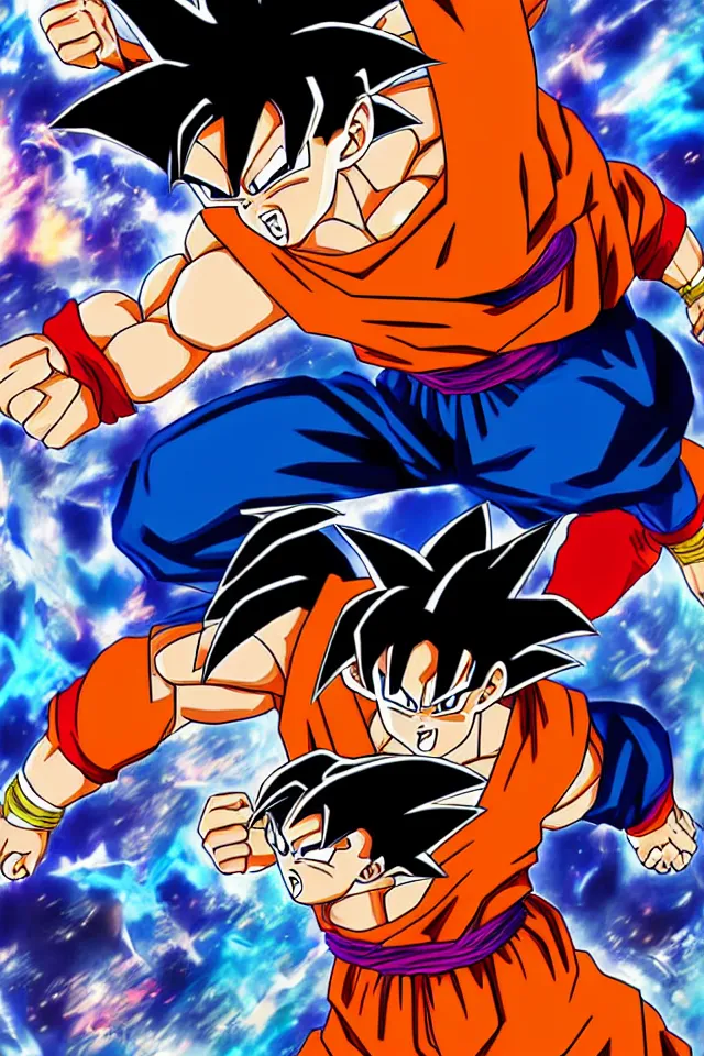 Prompt: poster of Goku by yoji ahi Kawa