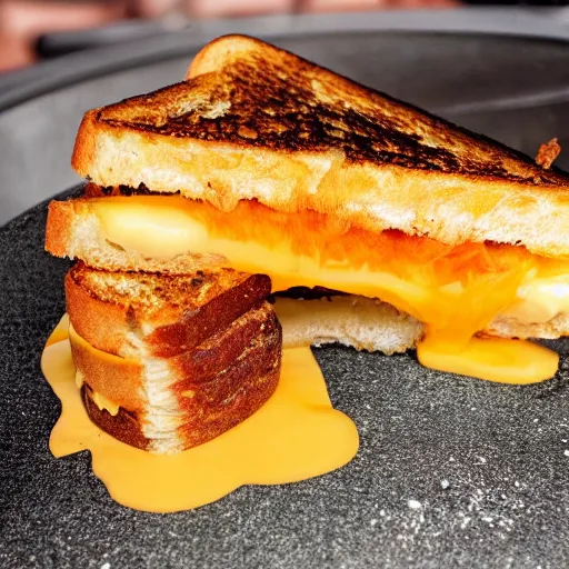 Image similar to a creature completely made of grilled cheese