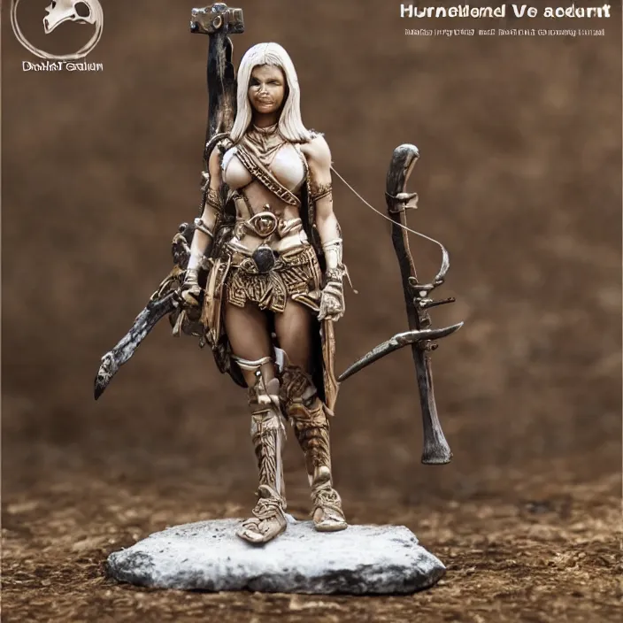 Prompt: 80mm resin highly accurate miniature of warrior woman, standing, beautiful bone structure, Product Introduction Photos, 4K, Full body, simple background